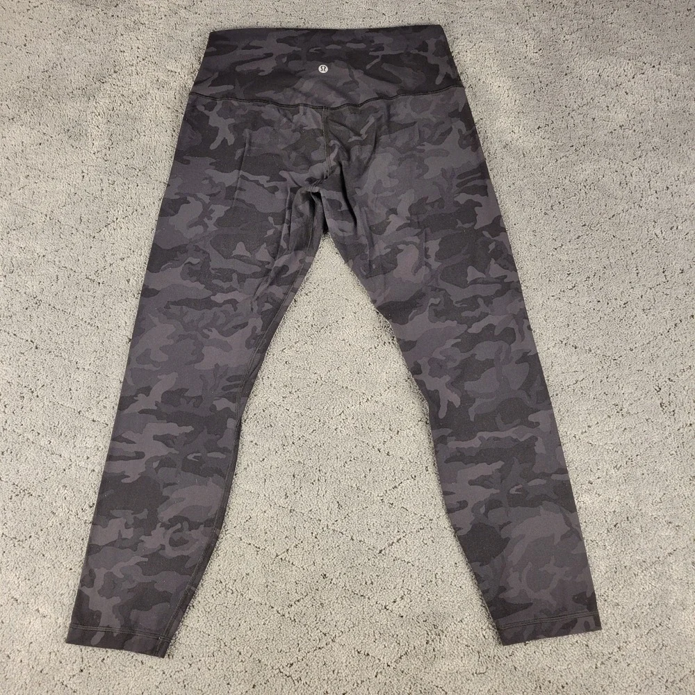 Lululemon Leggings Womens 10 Black Align Camo Crop Compression Athleisure